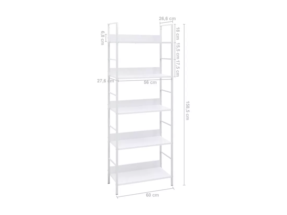 Bibliothèque à 5 niveaux Blanc 60x27,6x158,5 cm Aggloméré