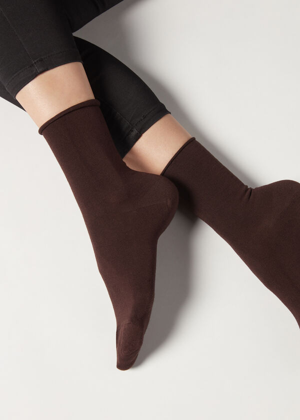 Meias de cano curto com cashmere