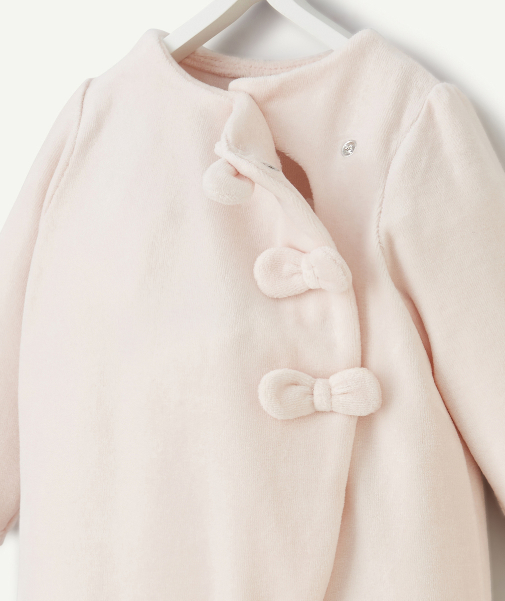 DORS BIEN EN VELOURS ET COTON BIO ROSE AVEC NOEUDS