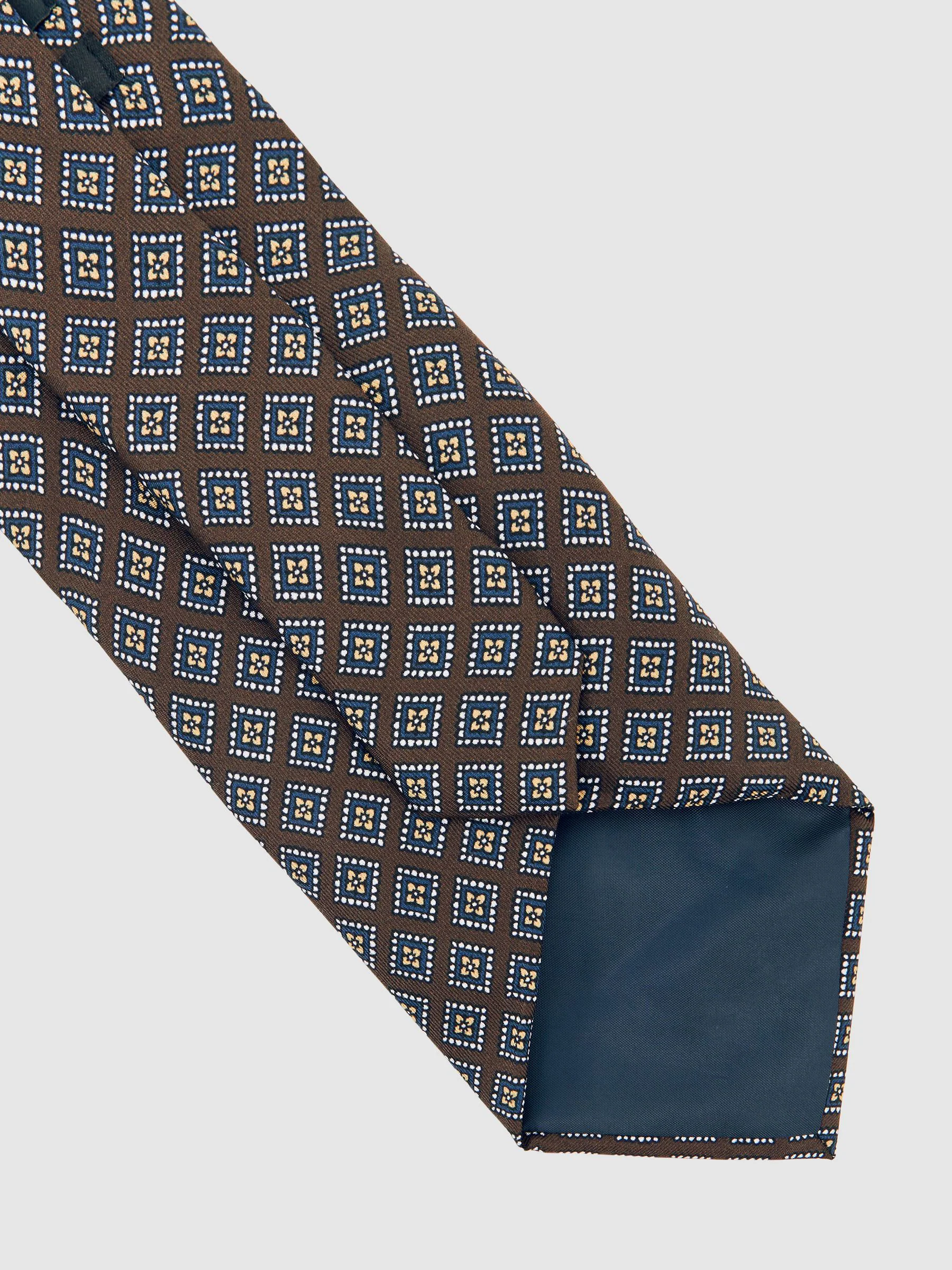 Chocolade/Antraciet - Reiss Bortolo Silk Floral Medallion-Print Tie