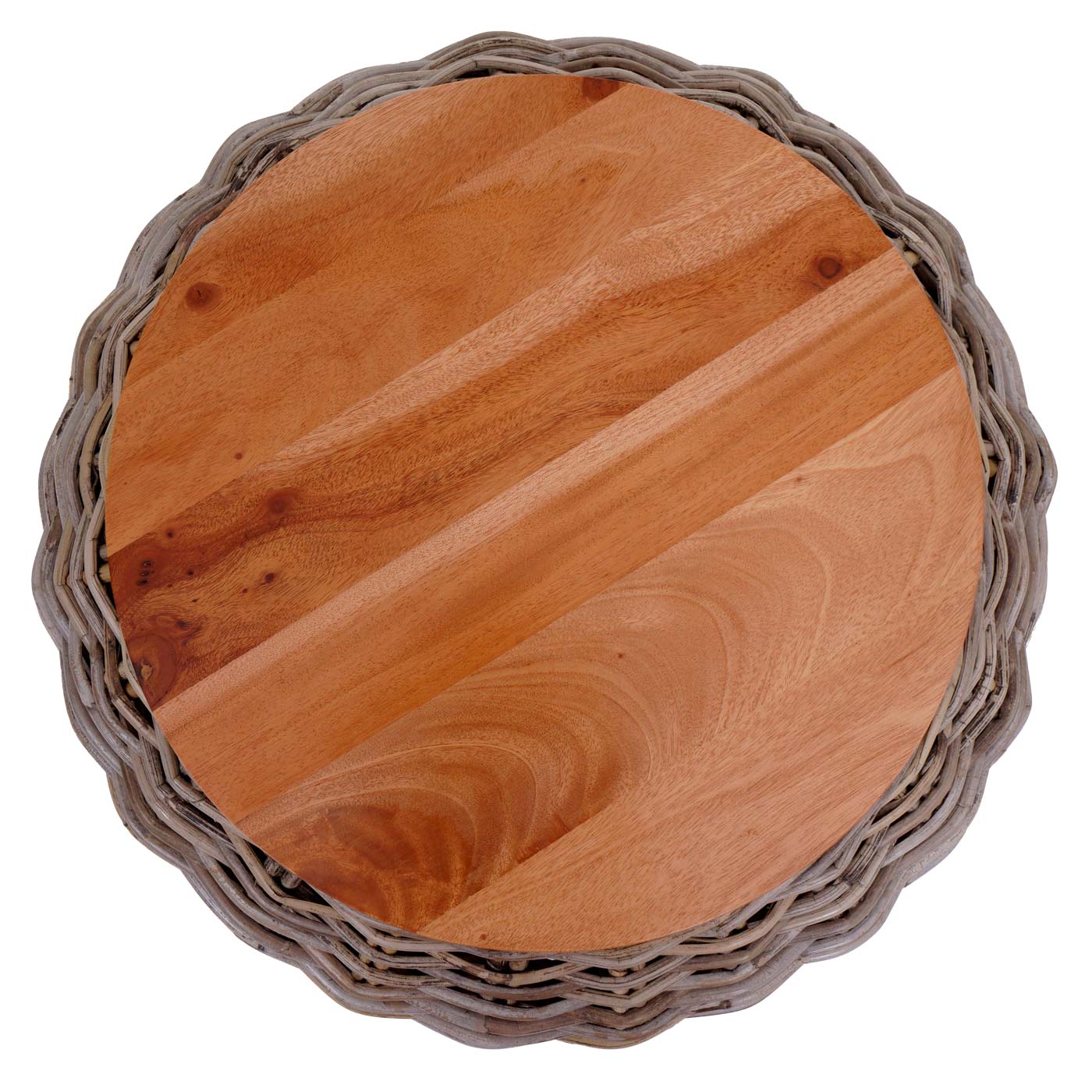 Beistelltisch MCW-M30, Rattantisch Blumentisch Kaffeetisch Loungetisch Holztisch, rund 33x49x49cm, Kubu Rattan natur