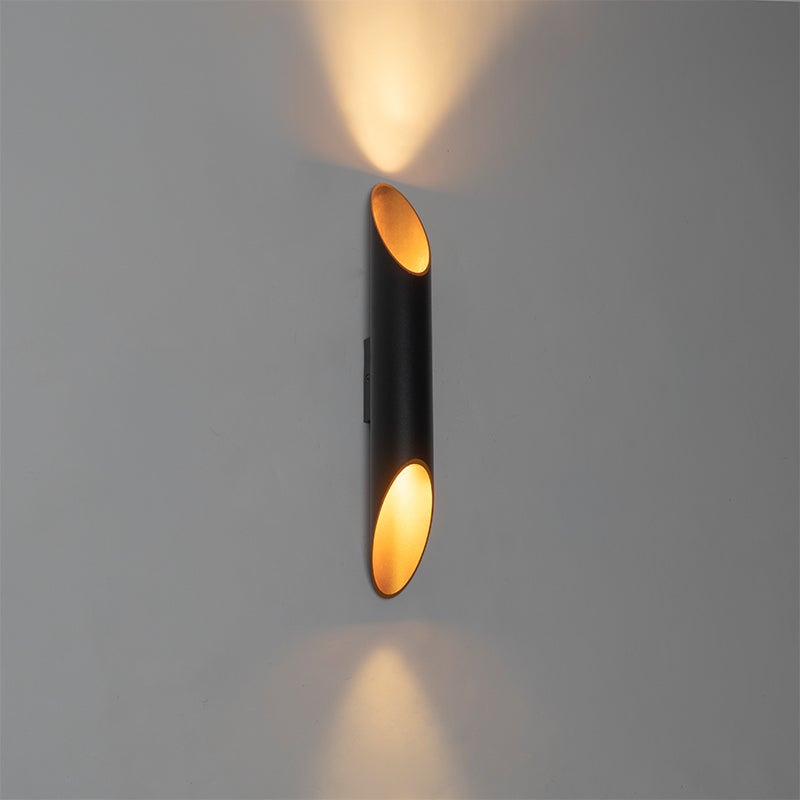 Design wandlamp, zwart met gouden accenten - Organo L.