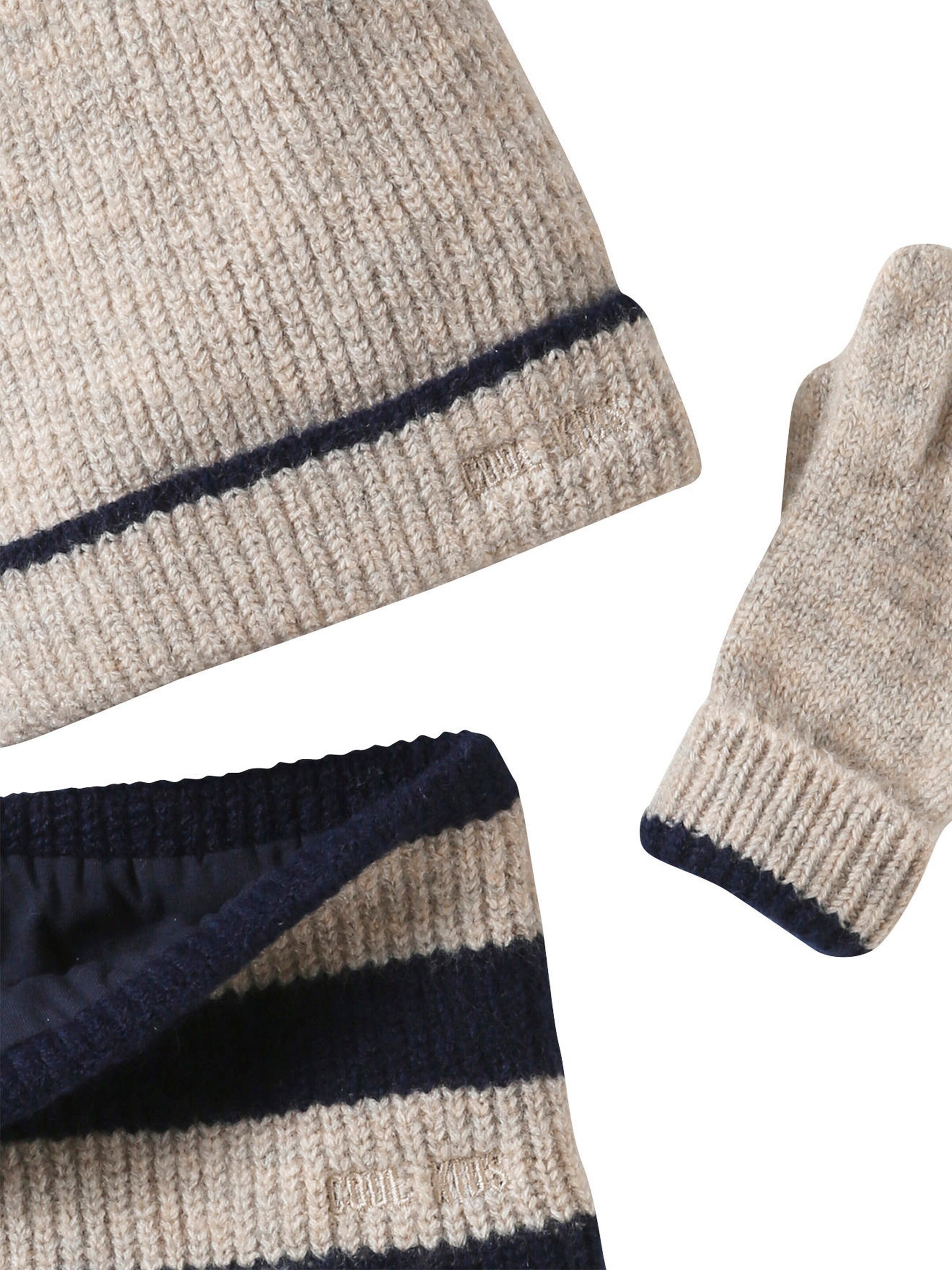 Vertbaudet Jungen-Set COOL KIDS: Mütze, Rundschal & Handschuhe graublau