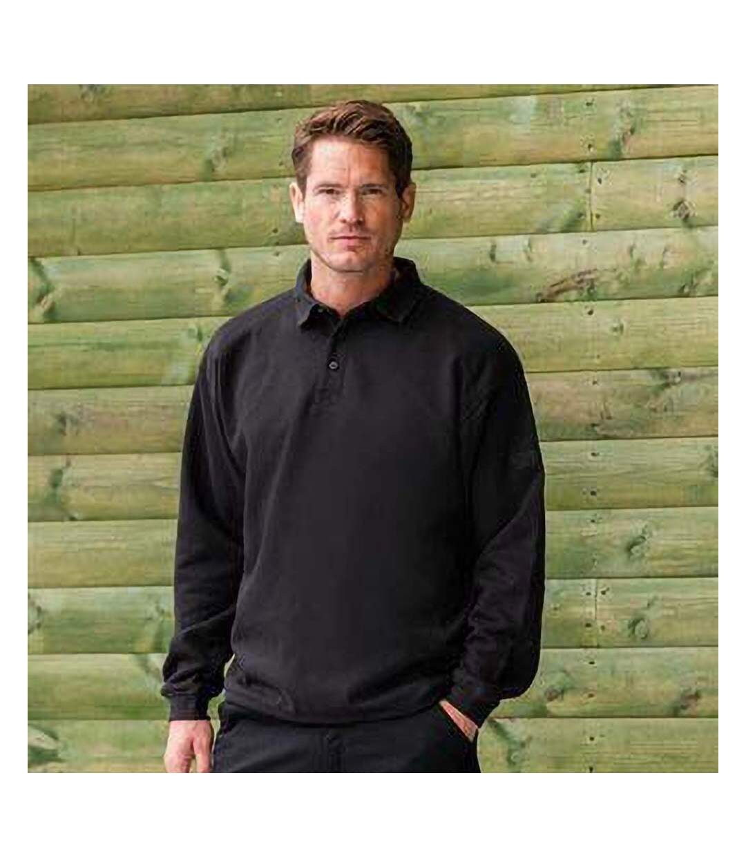 Russell Europe - Sweatshirt avec col et boutons - Homme (Noir) - UTRW3275