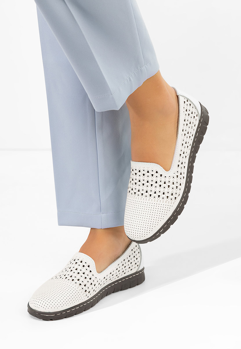 Ballerines femme en cuir blancs Kerensa