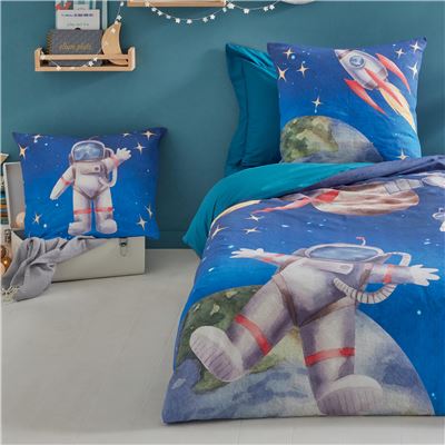 Linge de lit enfant percale astronaute