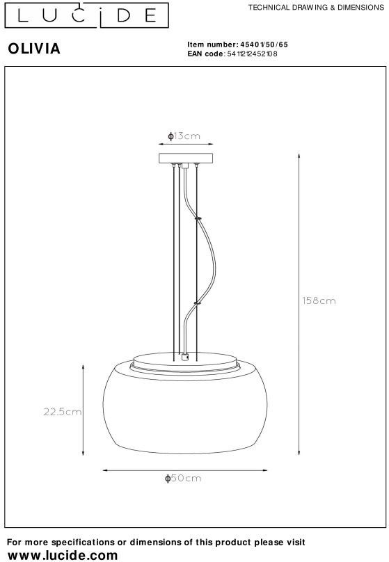 Lucide   Olivia Hanglamp