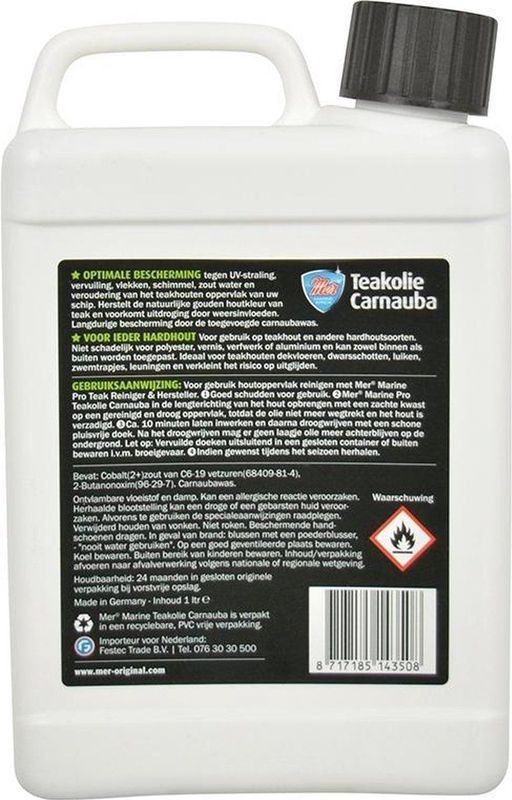 Mer - Marine Pro - Teakolie - Wit/Zwart - Kunststof - 1 Liter