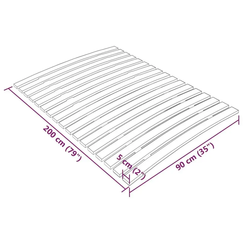 vidaXL - Lattenbodem met 17 latten - Bruin - Hout - 90 x 200 cm