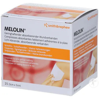 Smith&Nephew Melolin Compresse Stérile Absorbante Et Non-Adhérente 5x5cm 25 Pièces