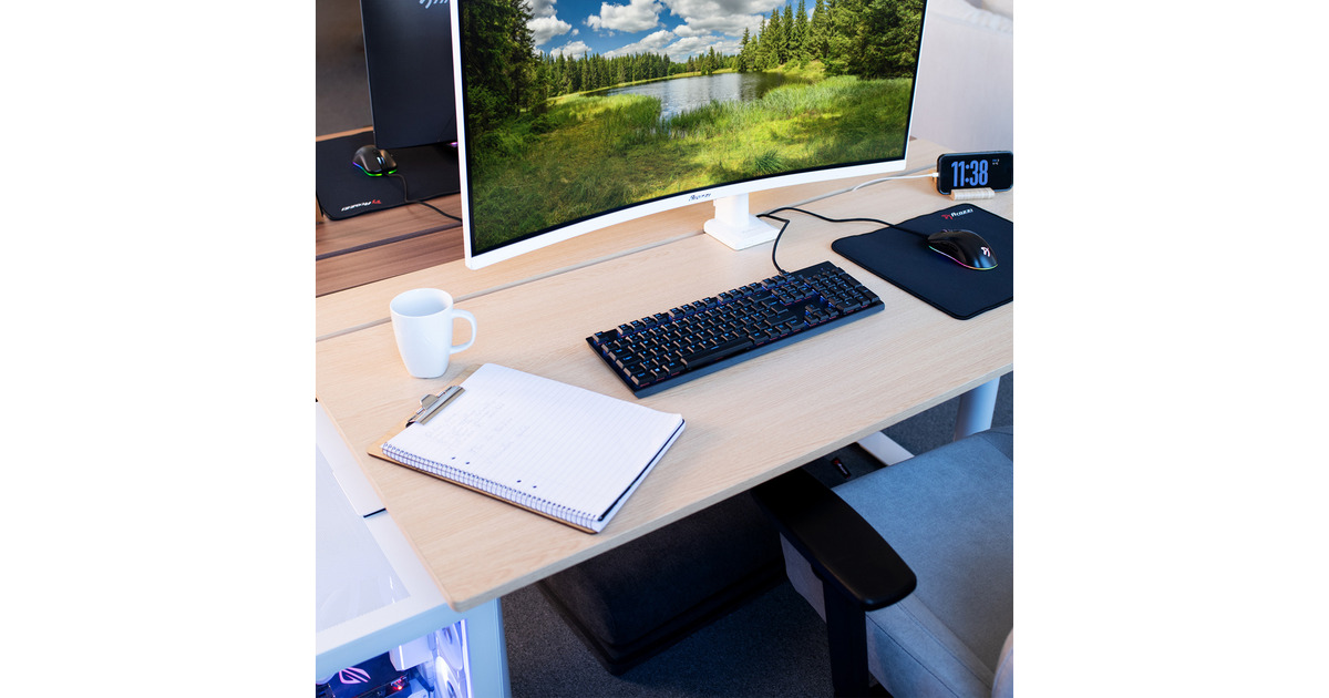ArozziArena Nordico Sit/Stand Desk - Light Birch gaming desk  (Zwart)