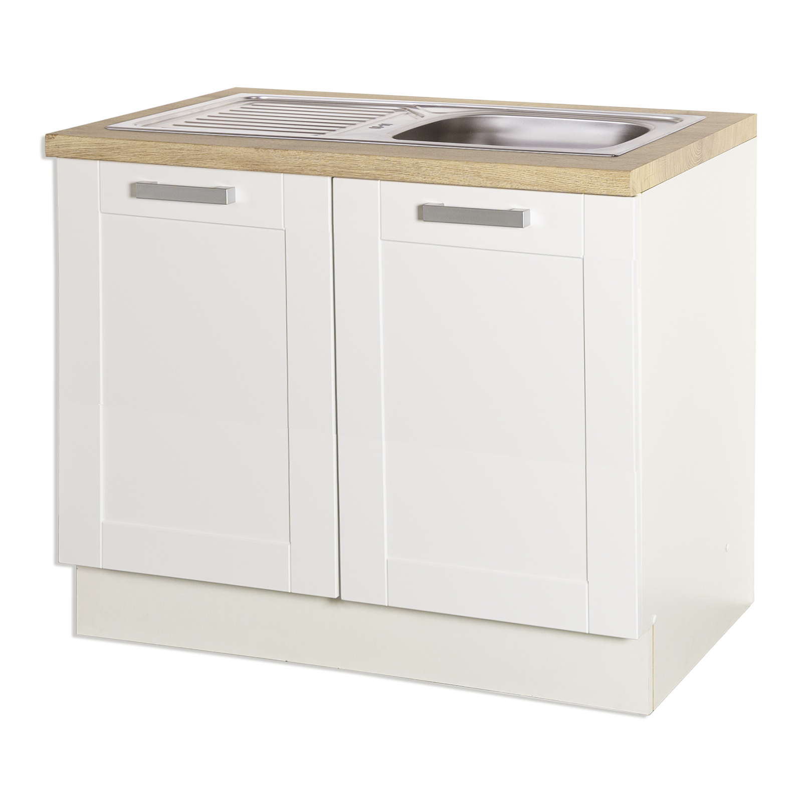 Spülenschrank MATRIX - weiß Lacklaminat-Asteiche 100 cm