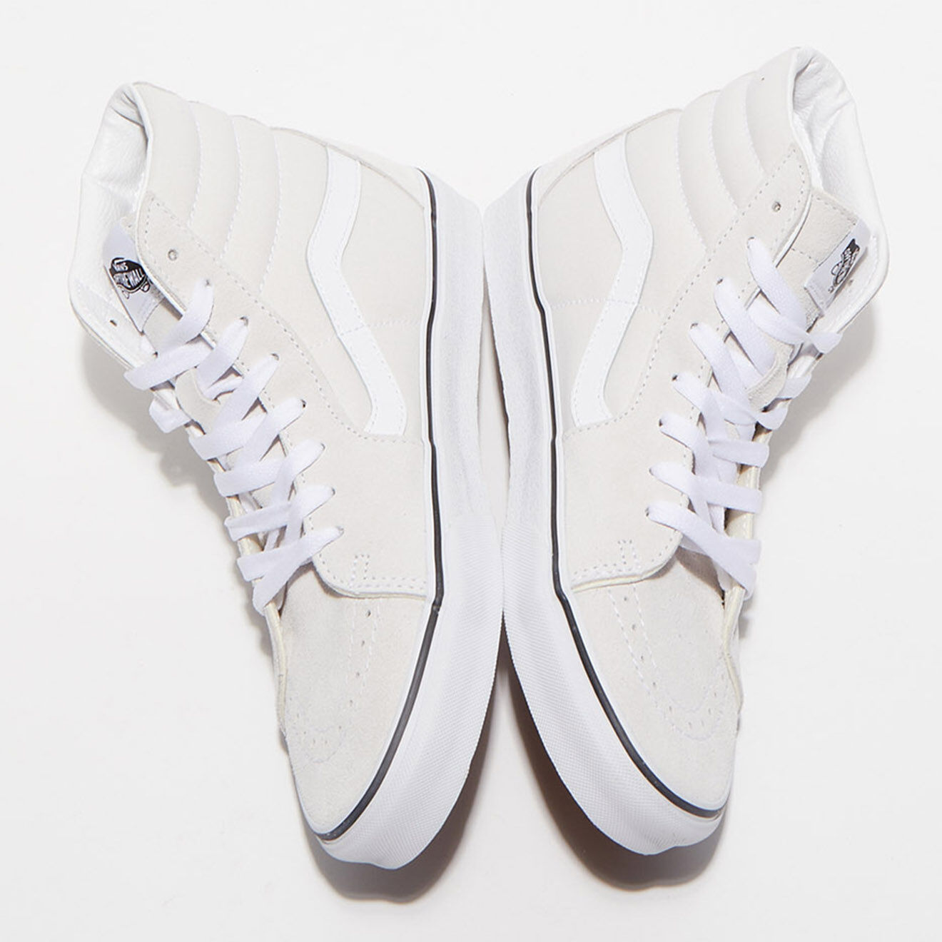 Vans Sneakers en Velours de Cuir & Toile SK8-Hi écrues