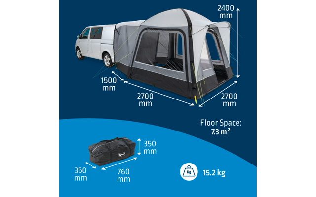 Kampa Cross Air TG Aufblasbares Driveaway Busvorzelt / Heckzelt Breite 2,7 Meter