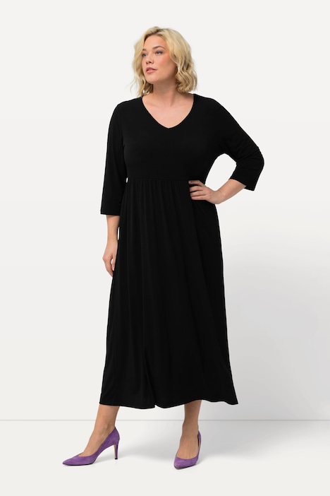 Jerseykleid, A-Linie, V-Ausschnitt, 3/4-Arm, Taschen