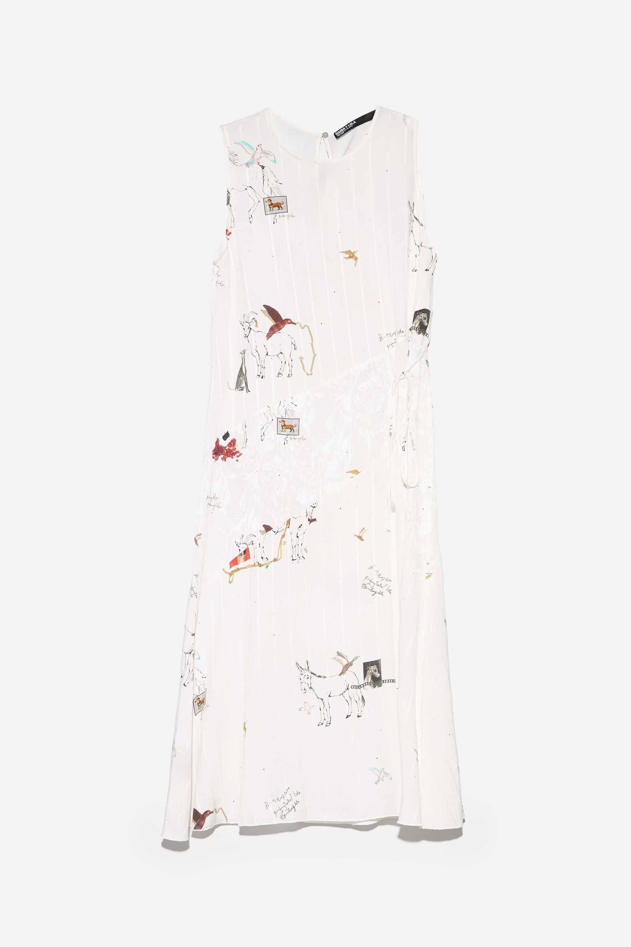 Vestido midi sem mangas com estampa de colagem Animal Chain