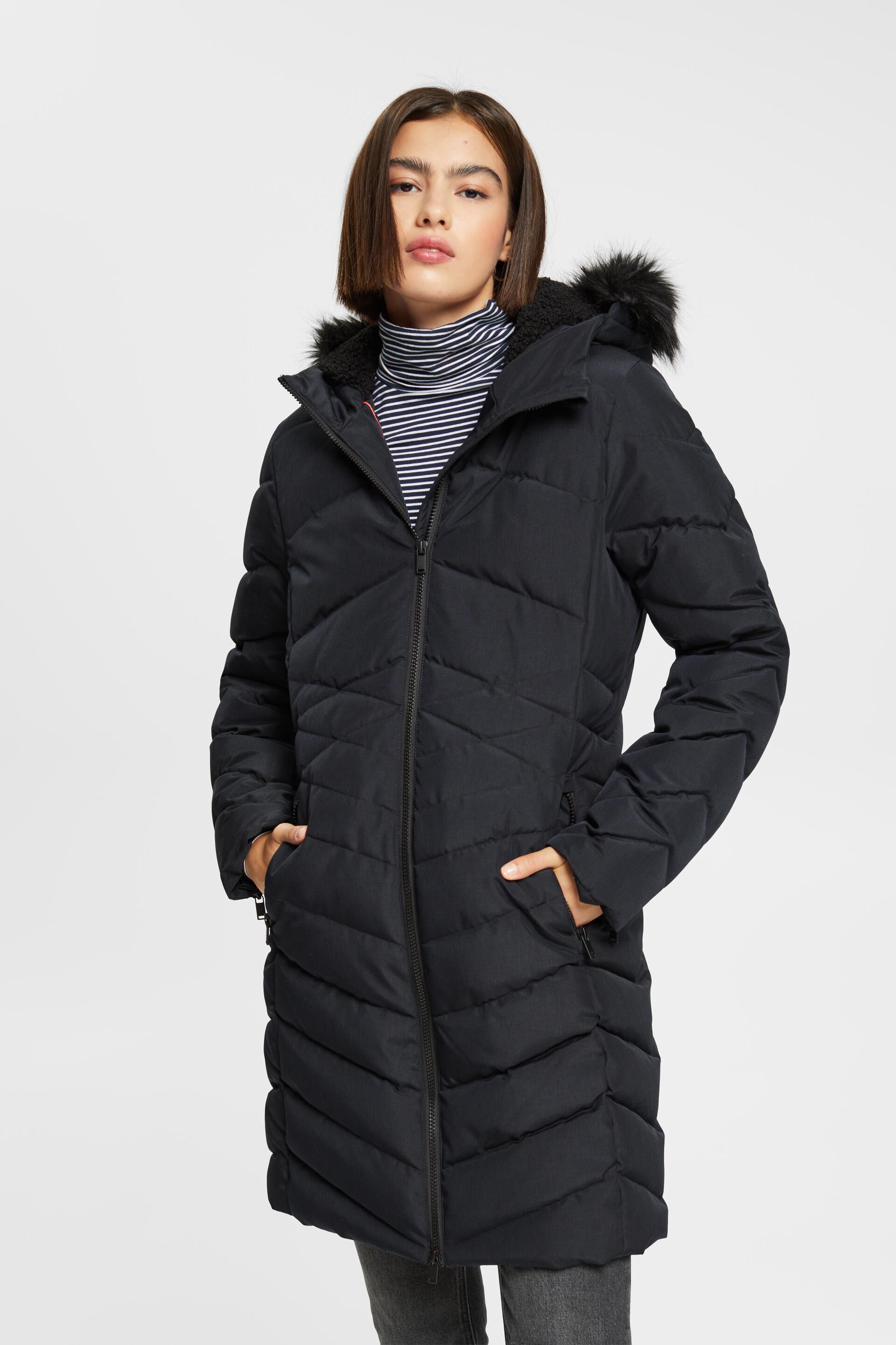 Manteau matelassé à capuche en fourrure synthétique