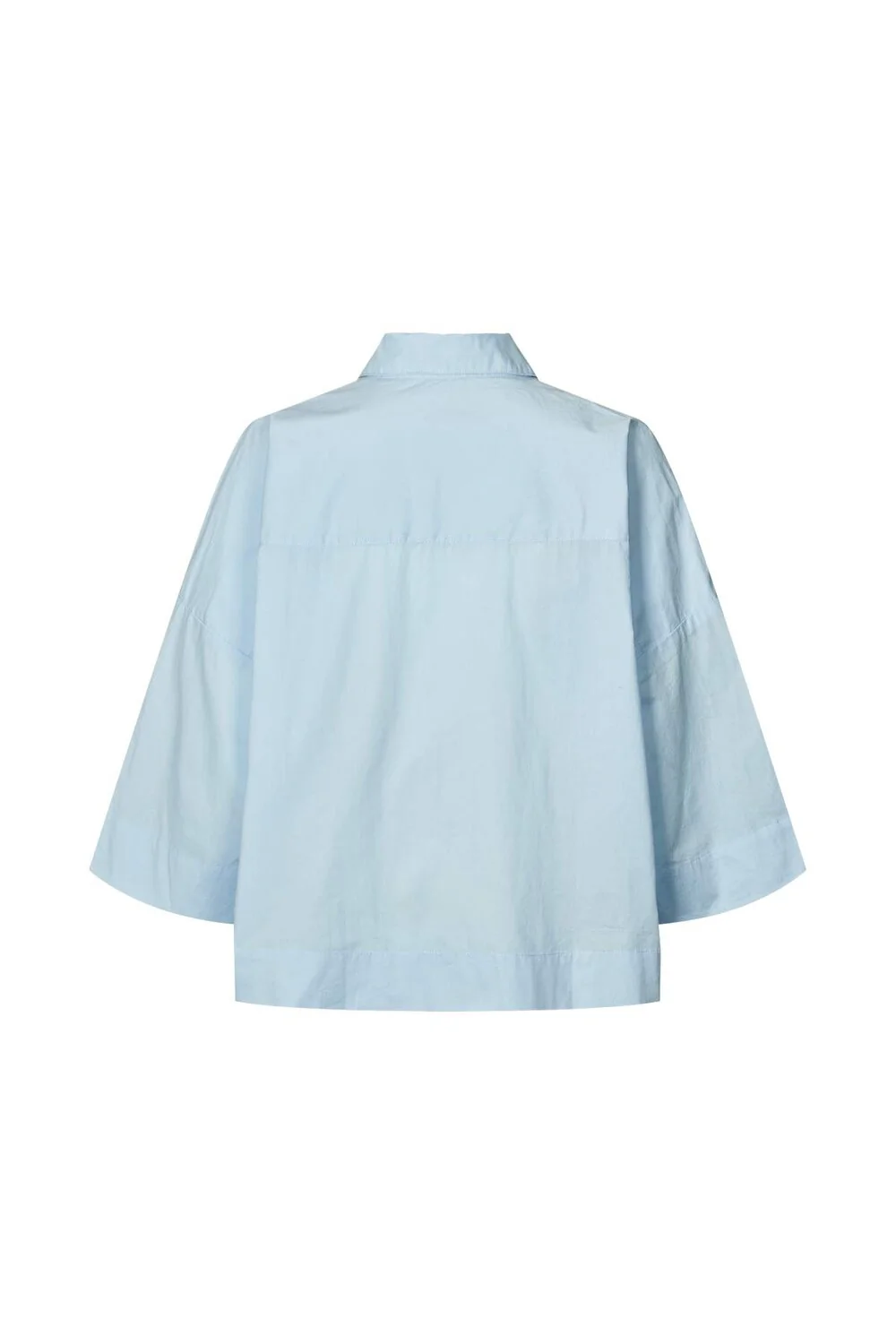 Rabens Saloner  Louisanna Poplin cropped skjorte - Light blue