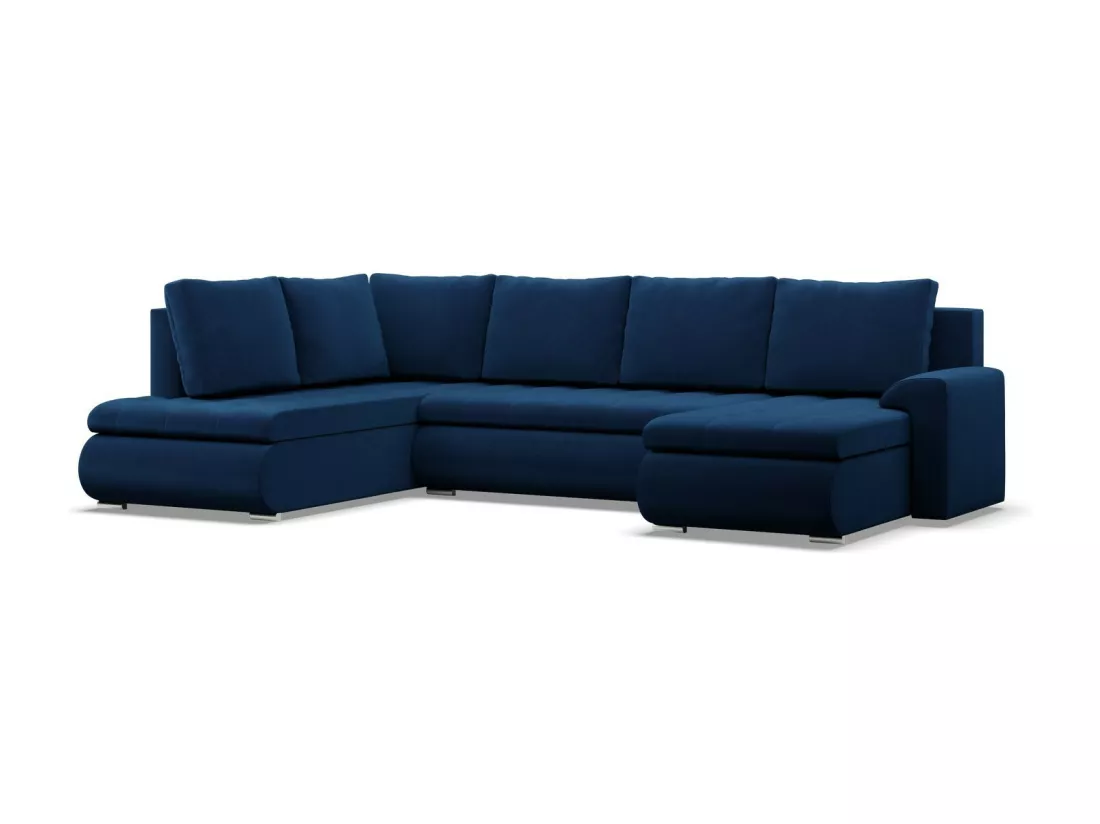 Canapé d'angle en U avec fonction sommeil, Ottoman, Vert