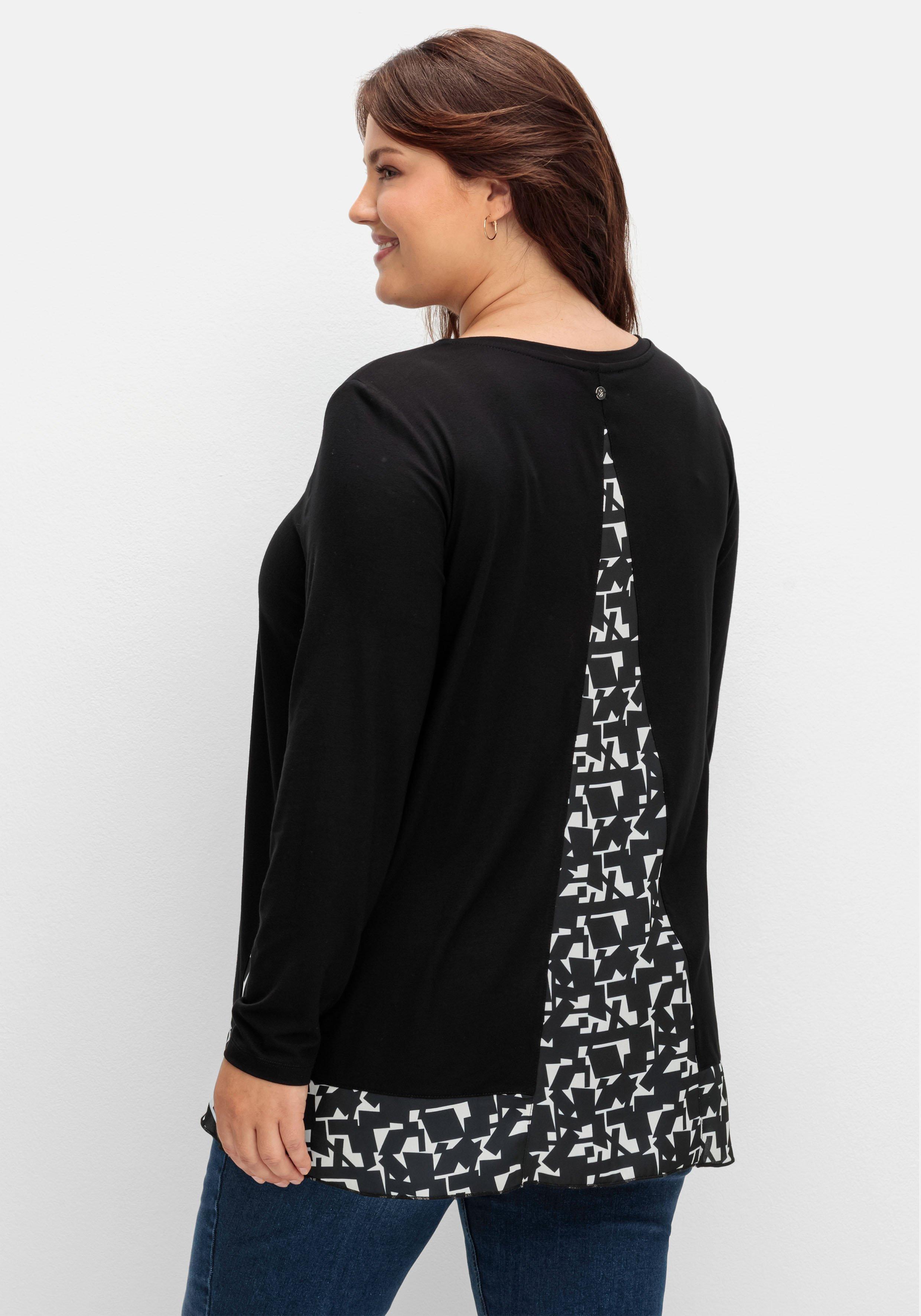 Longshirt in Lagenoptik, mit Grafikprint-Einsatz