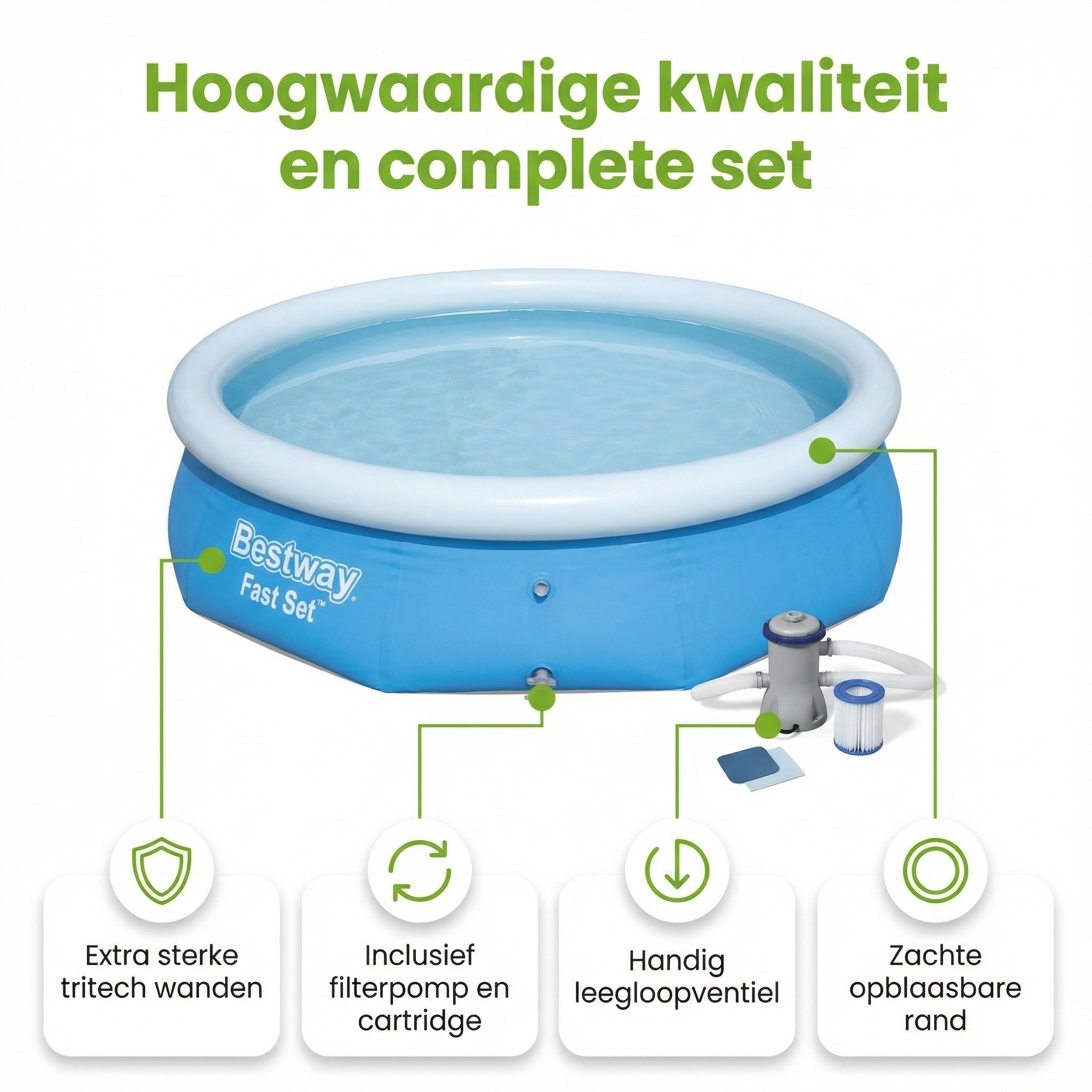 Bestway fast set 305x76cm zwembad – 3-delig
