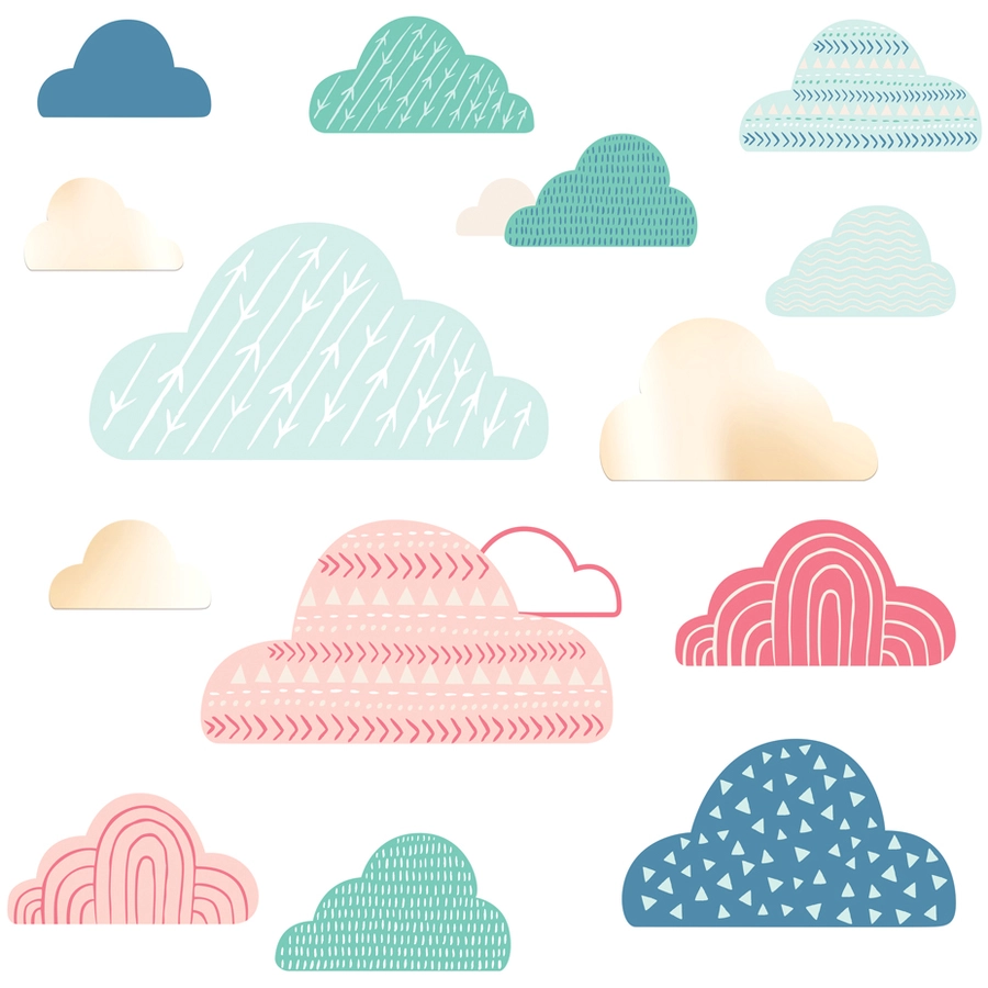 Room Mates Bunte Wolken mit Spiegel Mehrfarbig