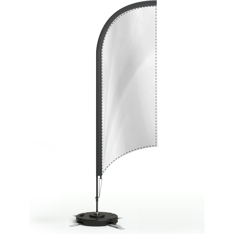 Drapeau publicitaire sur socle Oriflamme plume - 65 x 240 cm - marquage multicolore