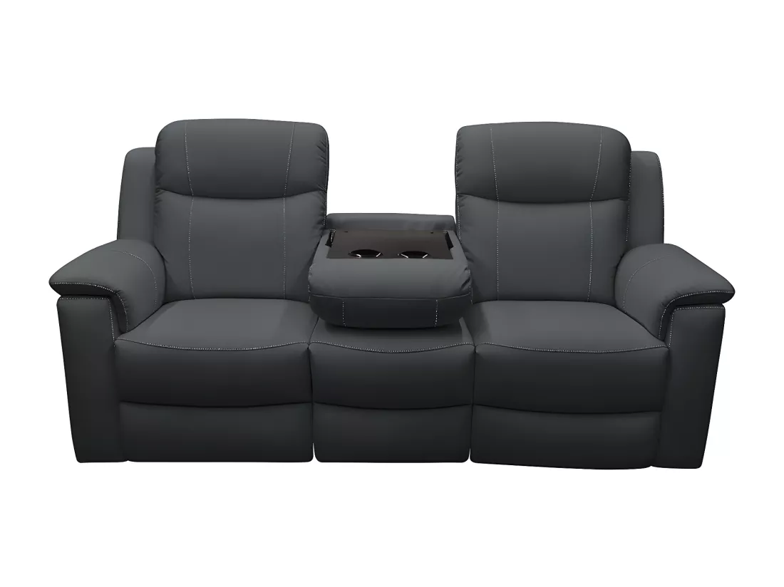 Canapé 3 places et un fauteuil relax EVASION en cuir - Gris