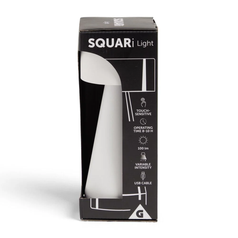 Lampe de table Squari USB tactile blanche Ø9,5xH22,5cm