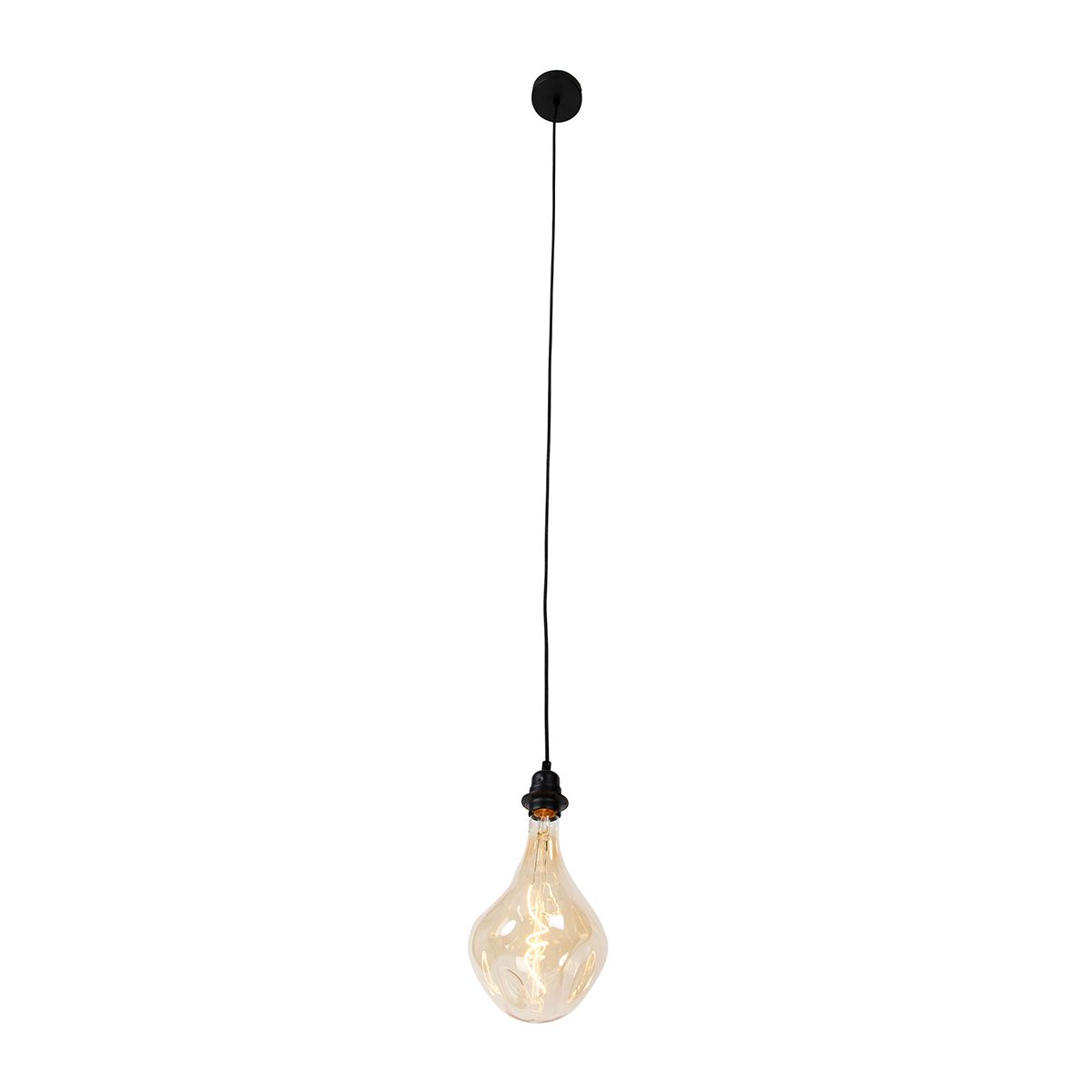 Hanglamp zwart dimbaar incl. LED goud dimbaar - Cava Luxe