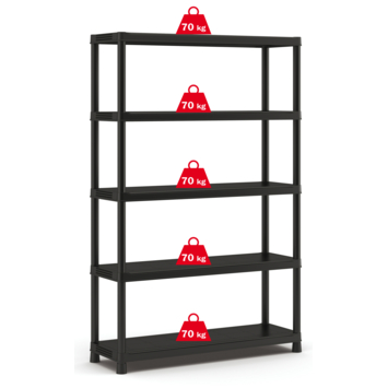 Keter Plus kunststof stellingkast 120/5 - 5 Planken - 120x40x187cm - Zwart