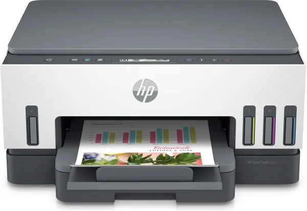 HP Smart Tank 7005 All-in-One - Multifunktionsprinter - farve - blækprinter - kan genopfyldes - Letter A (216 x 279 mm)/A4 (210 x 297 mm) (original) - A4/Legal (medie) - op til 15 spm (udskriver) - 250 ark - USB 2.0, Wi-Fi(ac), Bluetooth
