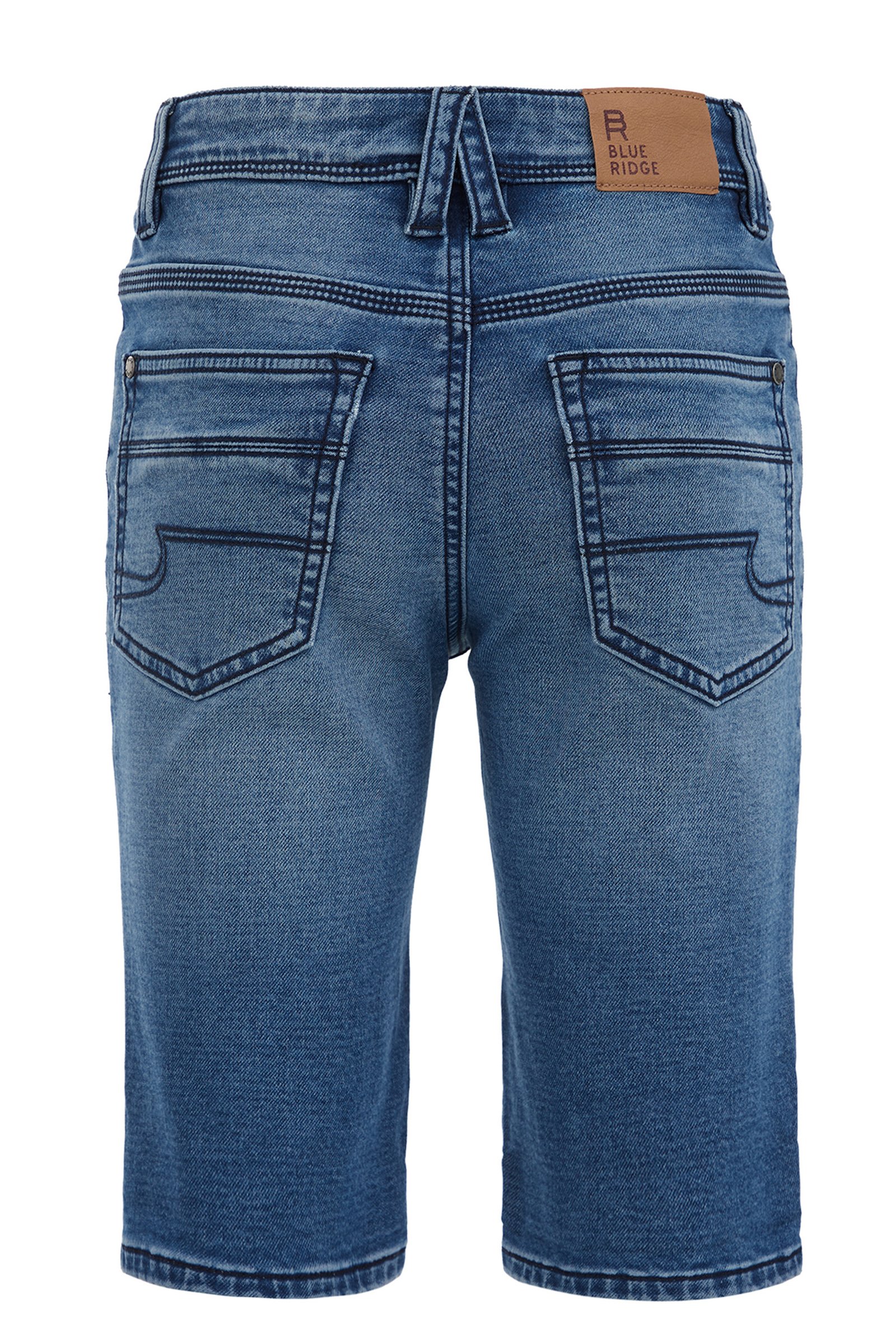Jongens slim fit denimshort van jog denim Blue Ridge Donkerblauw