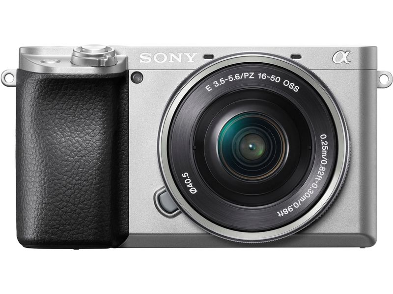 Sony Fotokamera Alpha 6100 Kit 16-50mm Silber APS-C-Kamera mit durchgehendem High-Speed-Tracking und inkludiertem Objektiv