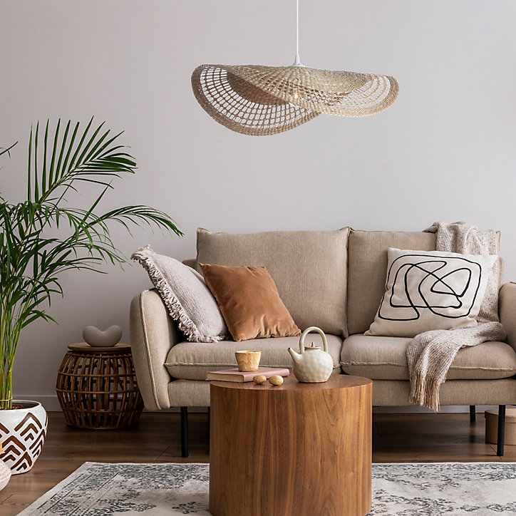 Suspension Ondine en fibres naturelles E27 IP20 60W ⌀.58 cm
