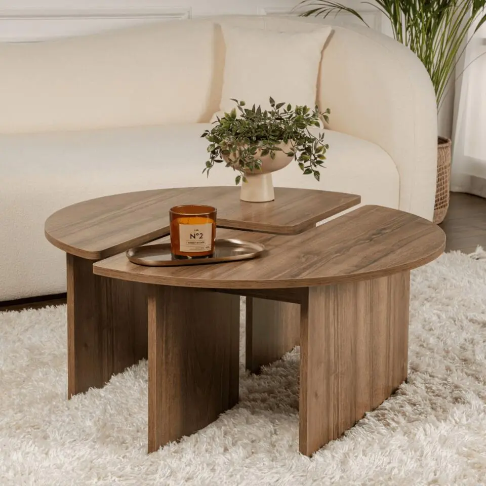CALICOSY - Set van 2 salontafels MOIRA - 90x90x41 cm