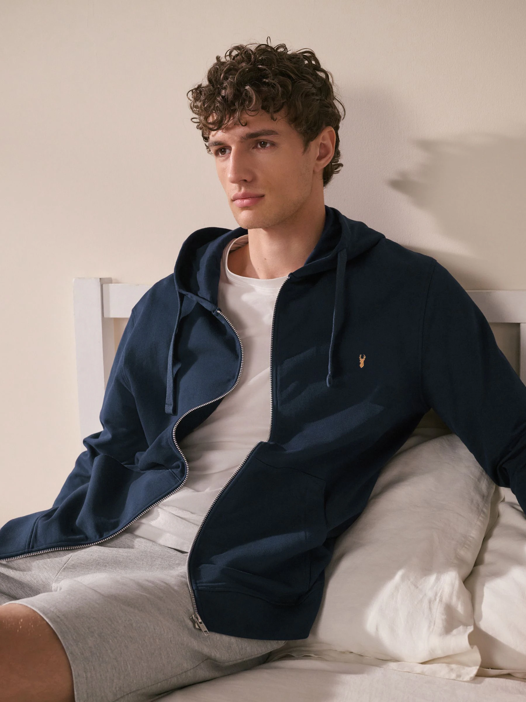 Donkerblauw - Lichte hoodie met rits