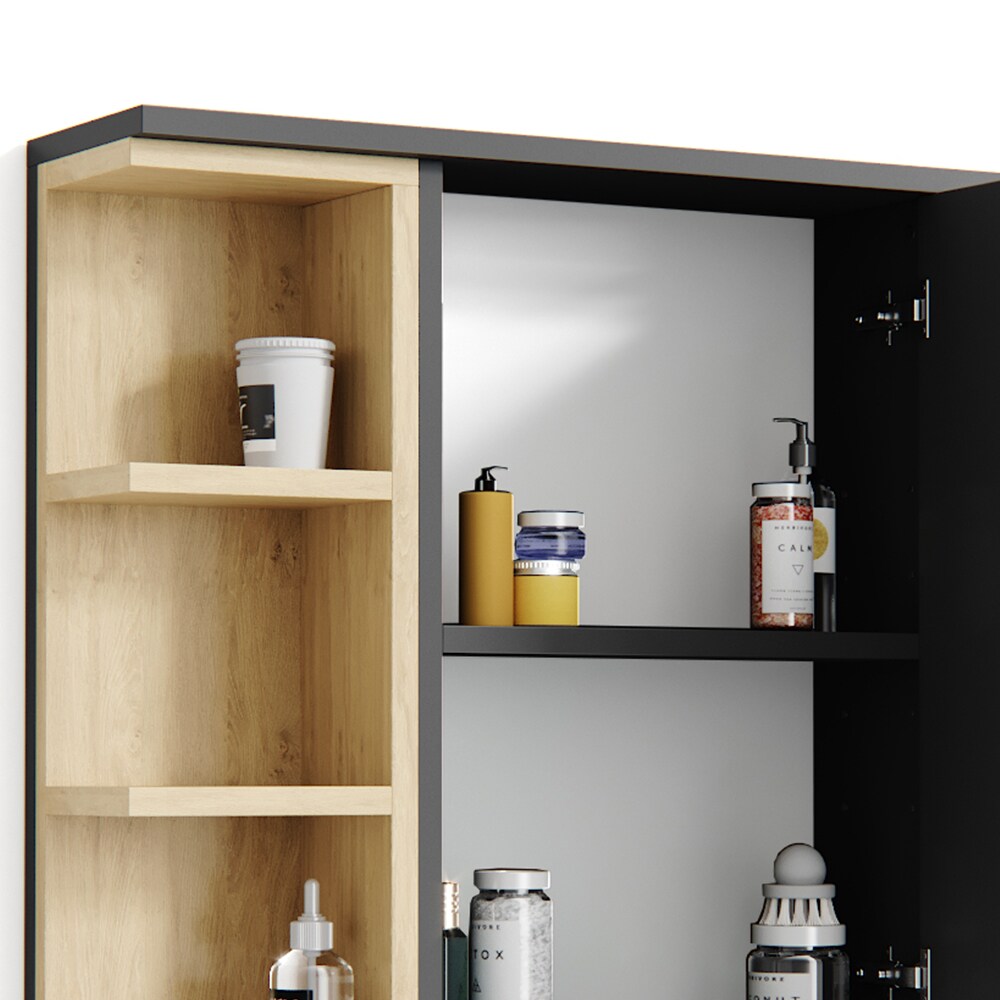 Vicco Spiegelschrank Aquis Spiegel Badspiegel Wandspiegel Bad Eiche Anthrazit