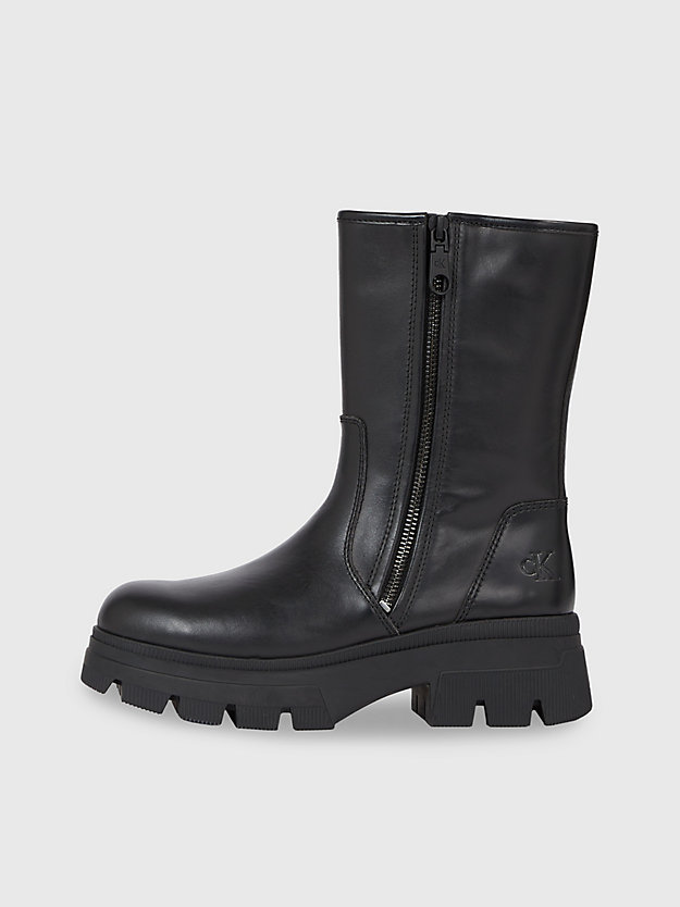 Botas de couro com salto plataforma