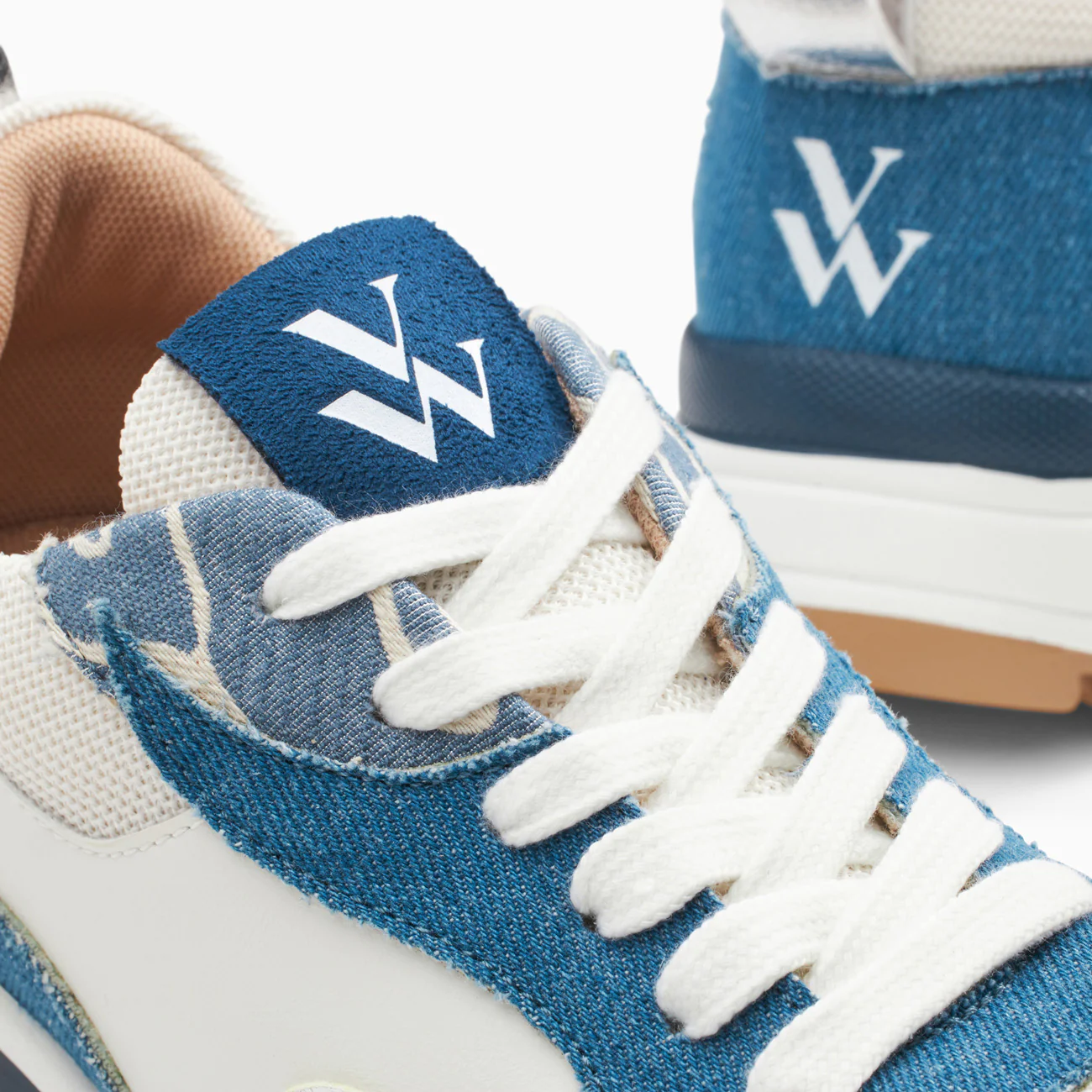 Sneakers-Baskets flamme Juliette blanc et denim