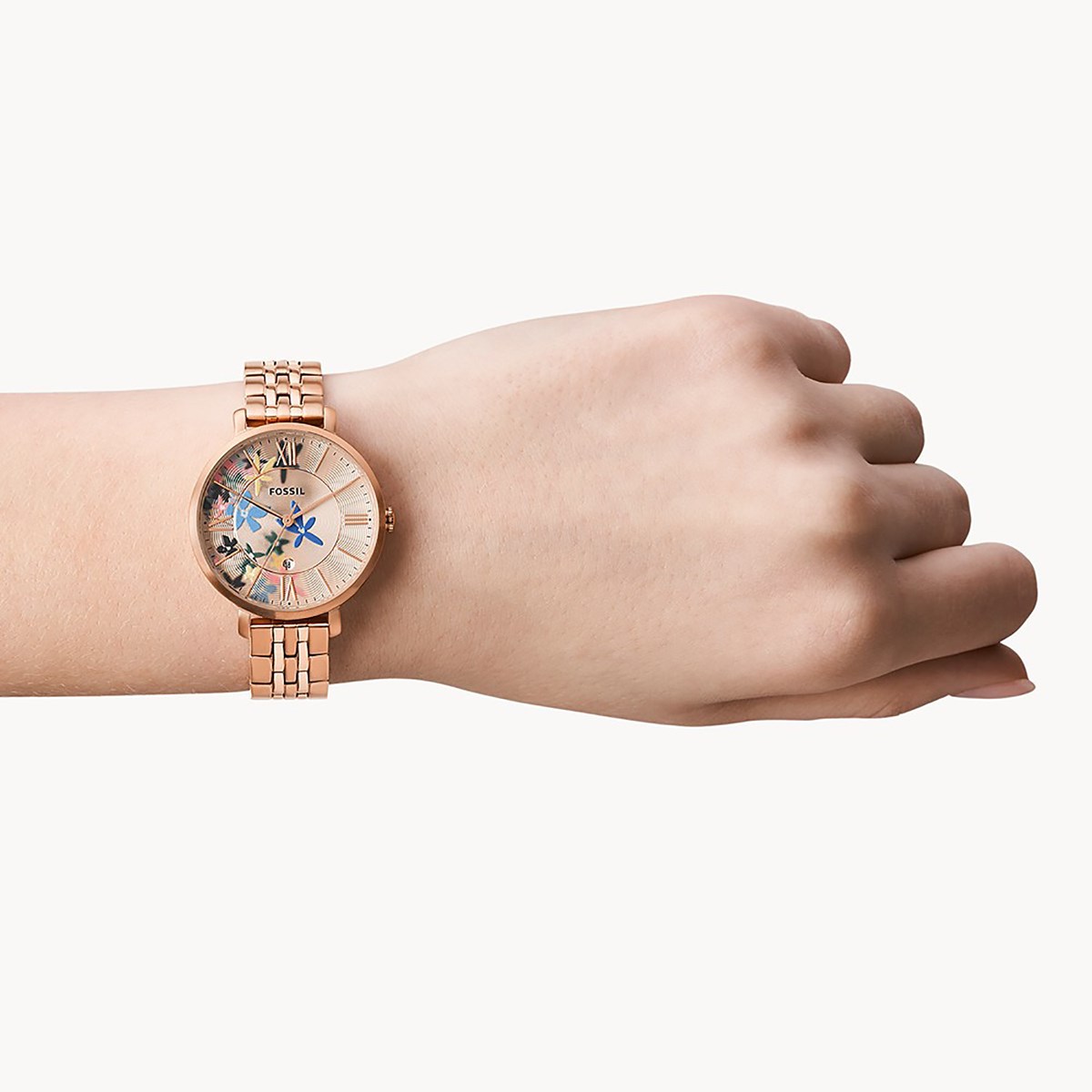 Montre Fossil Jacqueline acier rose cadran fleurs