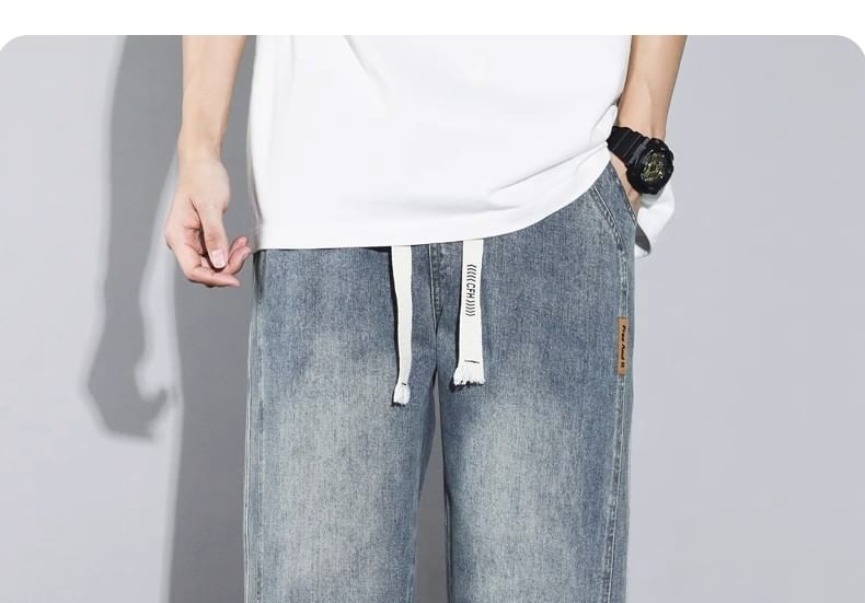 WidoWilder - Gewassen rechte jeans met trekkoordtaille