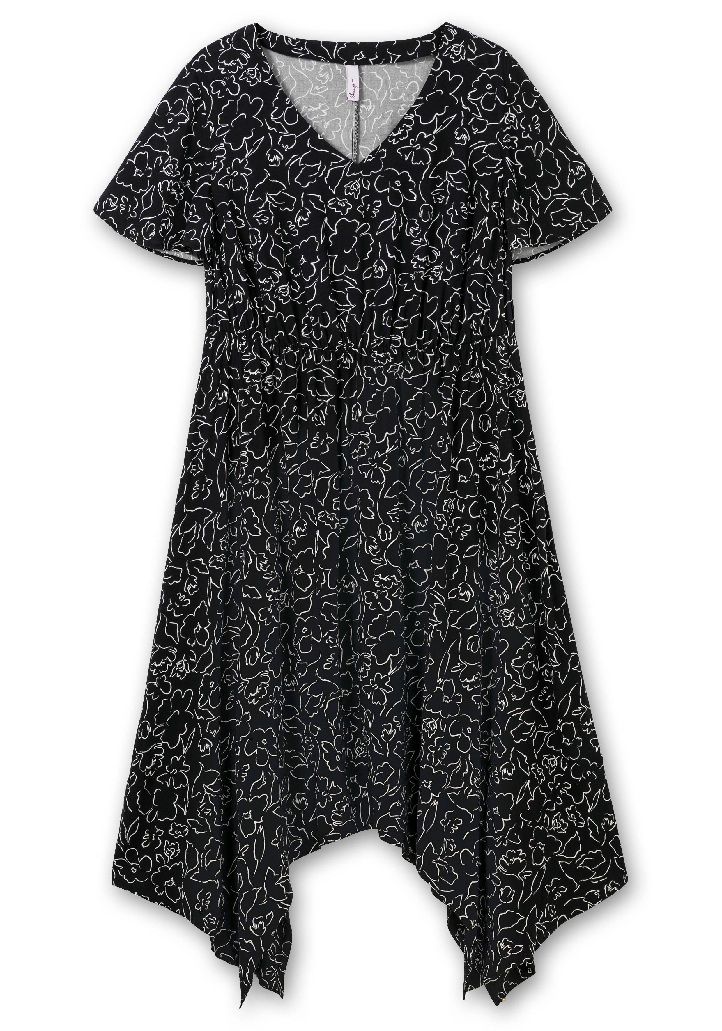 Maxikleid mit Alloverprint und Zipfelsaum