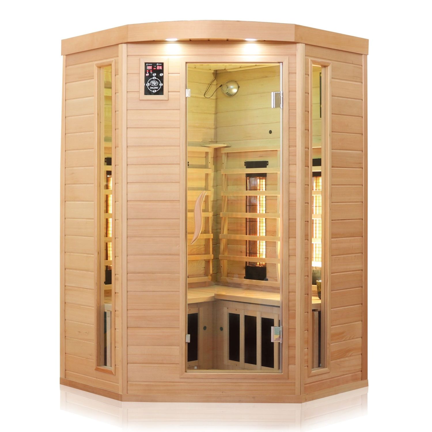Dewello® Infrarotkabine Infrarotsauna LAKEFIELD 3 120cm x 120cm inkl. 5 Vollspektrumstrahler, 5 Karbonstrahler, 2 Personen