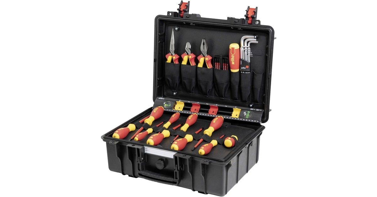 WihaBasic L electric gereedschapsset  (Rood/geel, 39-delig, Incl. koffer)