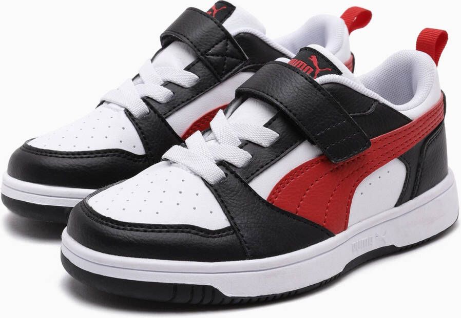 Puma Rebound v6 Low sneakers wit rood zwart Imitatieleer 33