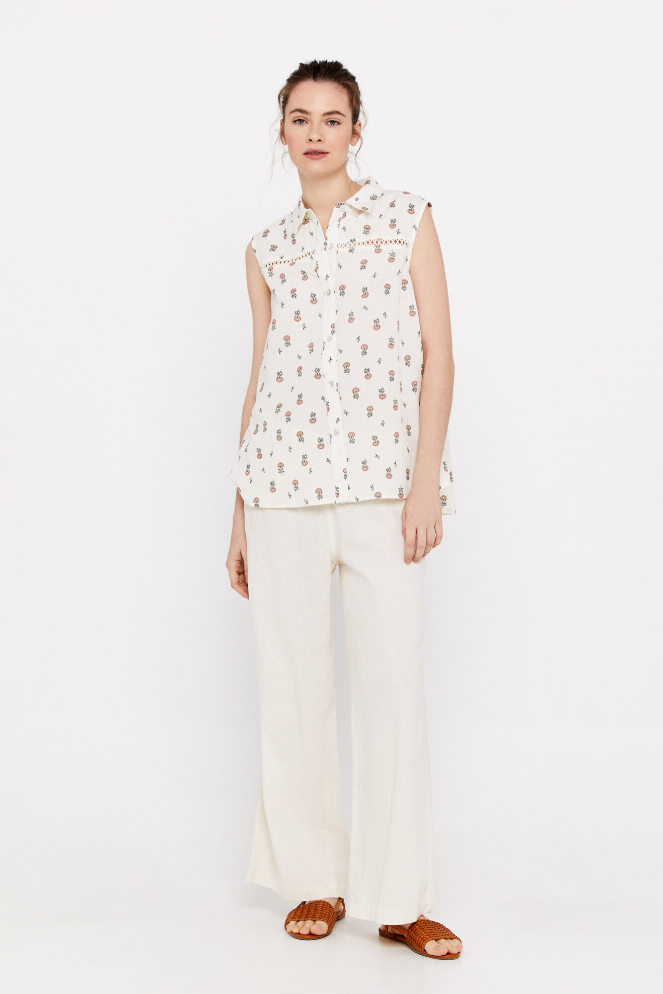 Camisa de linho - Estampa branca