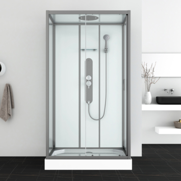 Allibert complete douchecabine Uyuni met schuifdeur metaal wandmodel 80 x 120 cm