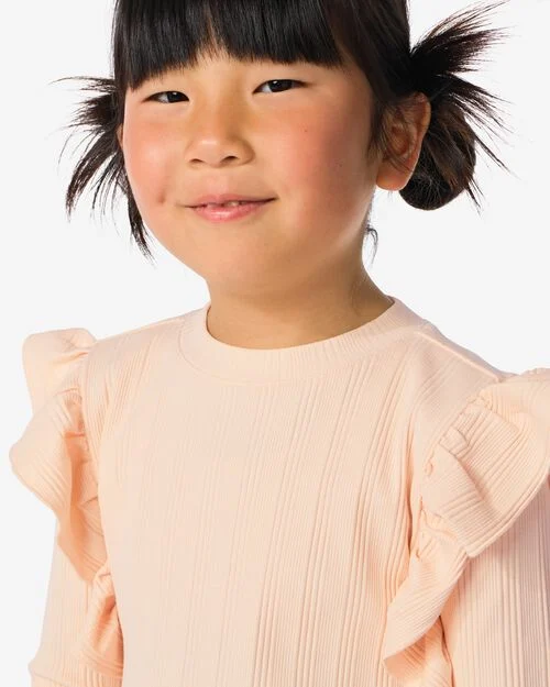 t-shirt enfant côte avec volant blanc cassé