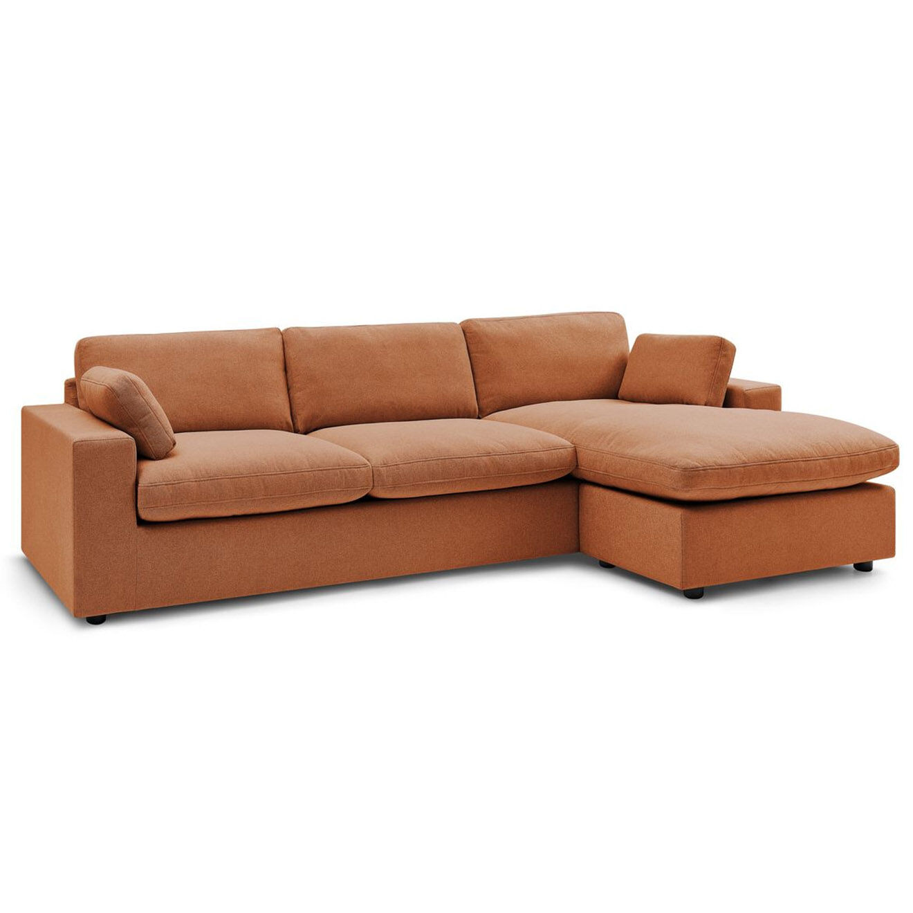 Bobochic Canapé d'angle fixe réversible belair orange - 280x139 cm
